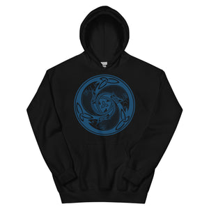 Open image in slideshow, Celtic Fish Navy Hoodie
