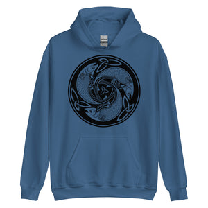 Open image in slideshow, Black Celtic Fish Hoodie
